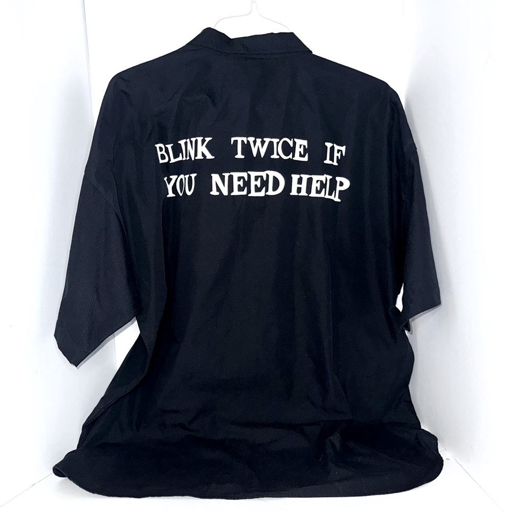 Send Help Teddy Fresh button up shirt size L mens unisex blink twice limited TF - Picture 2 of 6